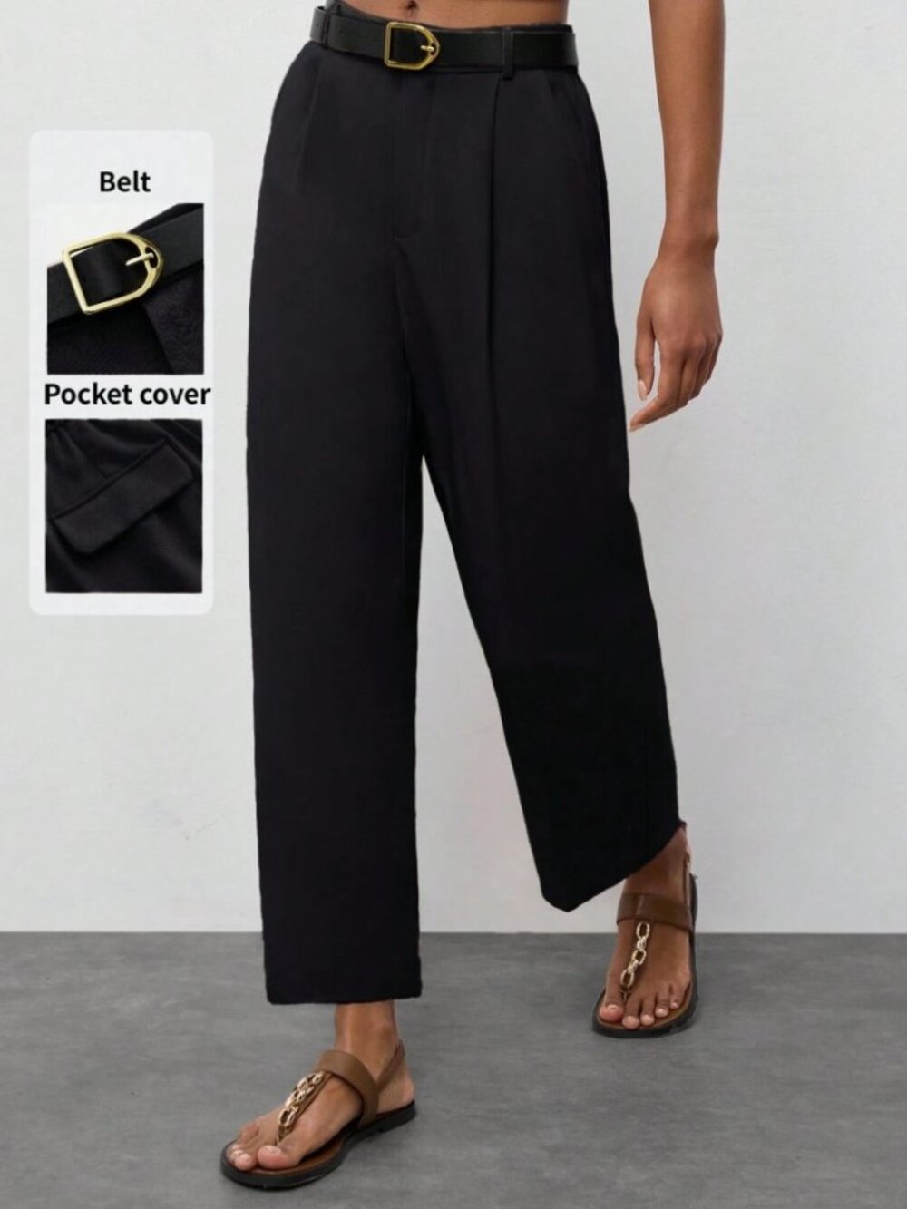Black Cropped Loose Pants